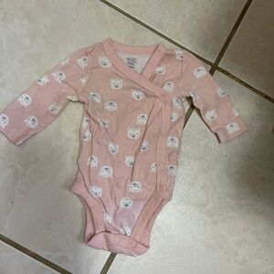 537. Carter's Pink Bear Print Long Sleeve Shirt Size 3 months
